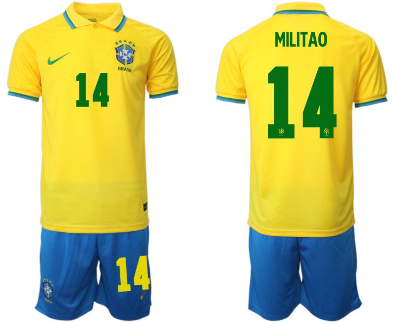 Cheap Men 2022 World Cup National Team Brazil home yellow 14 Soccer Jersey